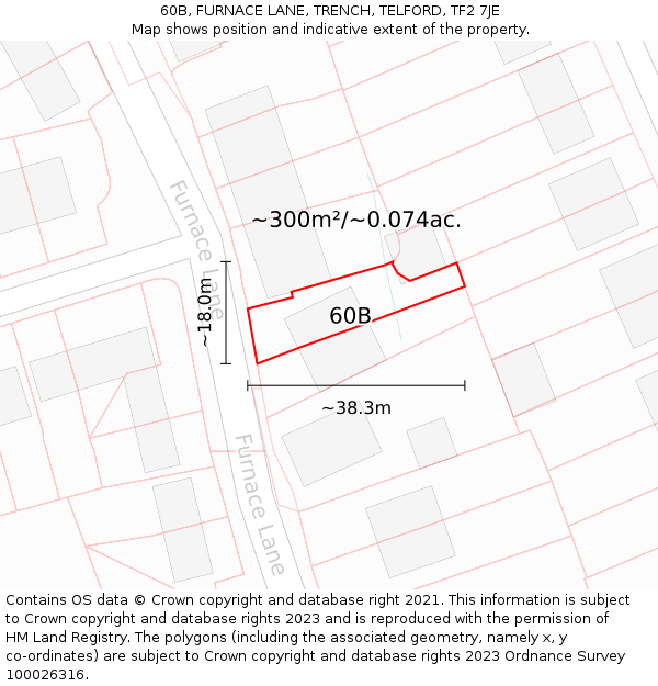 60B, FURNACE LANE, TRENCH, TELFORD, TF2 7JE: Plot and title map