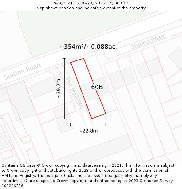 60B, STATION ROAD, STUDLEY, B80 7JS: Plot and title map