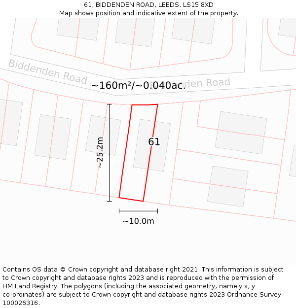 61, BIDDENDEN ROAD, LEEDS, LS15 8XD: Plot and title map