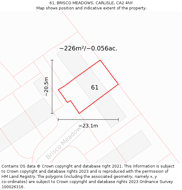 61, BRISCO MEADOWS, CARLISLE, CA2 4NY: Plot and title map