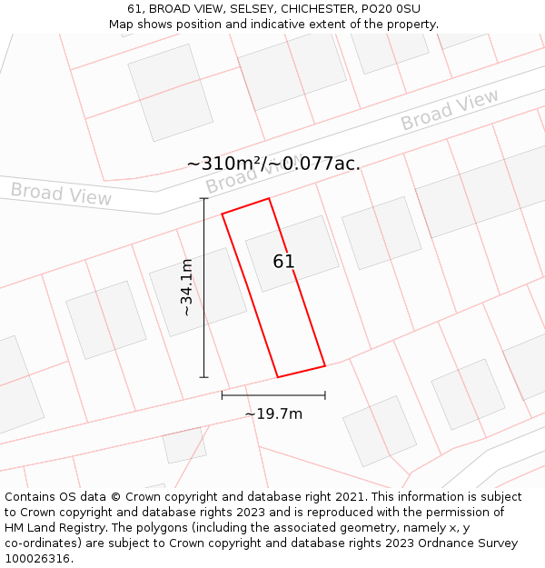 61, BROAD VIEW, SELSEY, CHICHESTER, PO20 0SU: Plot and title map