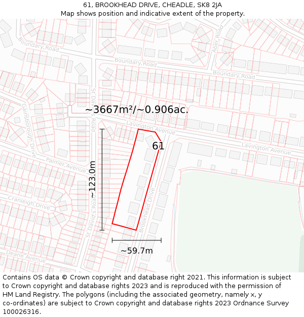 61, BROOKHEAD DRIVE, CHEADLE, SK8 2JA: Plot and title map