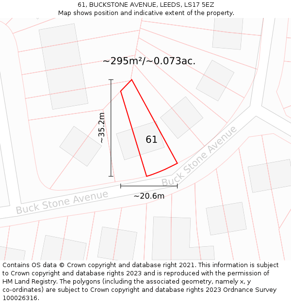 61, BUCKSTONE AVENUE, LEEDS, LS17 5EZ: Plot and title map