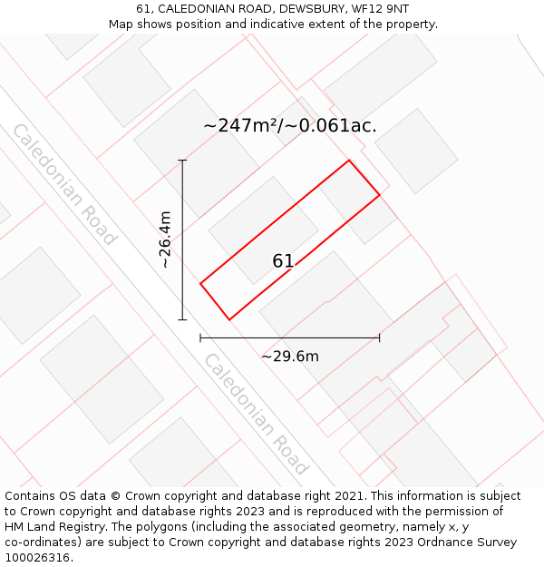 61, CALEDONIAN ROAD, DEWSBURY, WF12 9NT: Plot and title map
