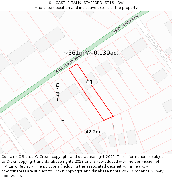 61, CASTLE BANK, STAFFORD, ST16 1DW: Plot and title map
