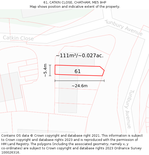 61, CATKIN CLOSE, CHATHAM, ME5 9HP: Plot and title map