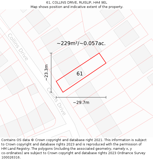61, COLLINS DRIVE, RUISLIP, HA4 9EL: Plot and title map