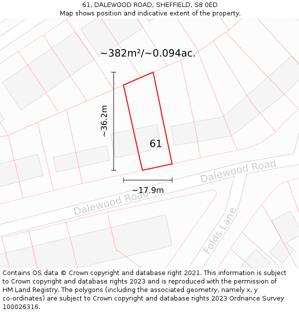 61, DALEWOOD ROAD, SHEFFIELD, S8 0ED: Plot and title map