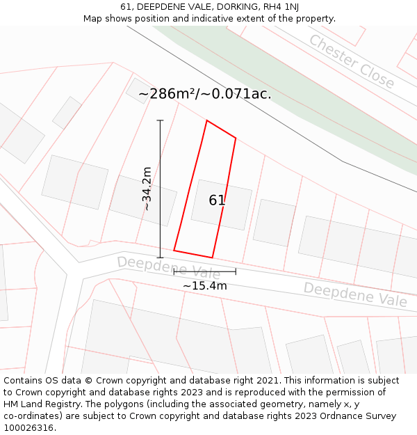 61, DEEPDENE VALE, DORKING, RH4 1NJ: Plot and title map