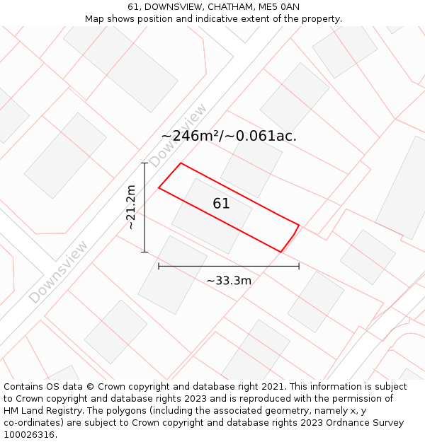 61, DOWNSVIEW, CHATHAM, ME5 0AN: Plot and title map