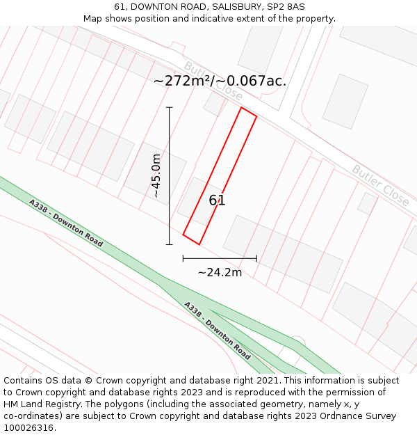 61, DOWNTON ROAD, SALISBURY, SP2 8AS: Plot and title map