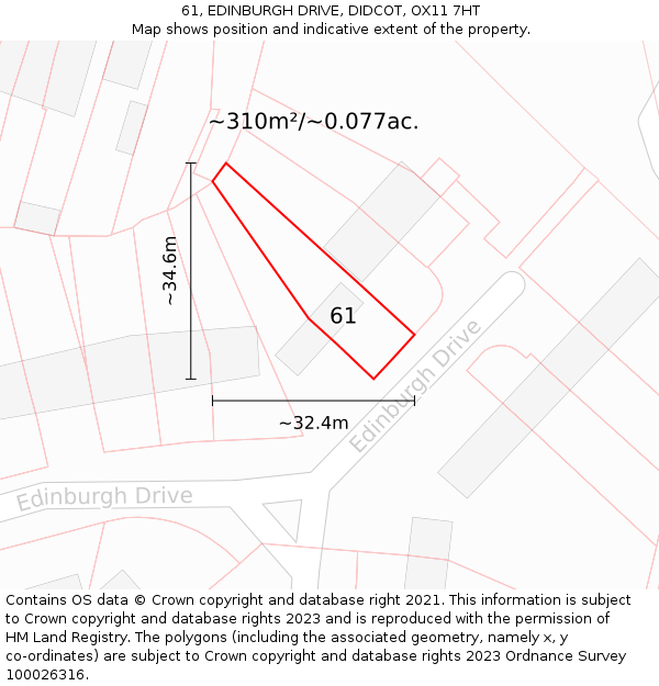 61, EDINBURGH DRIVE, DIDCOT, OX11 7HT: Plot and title map