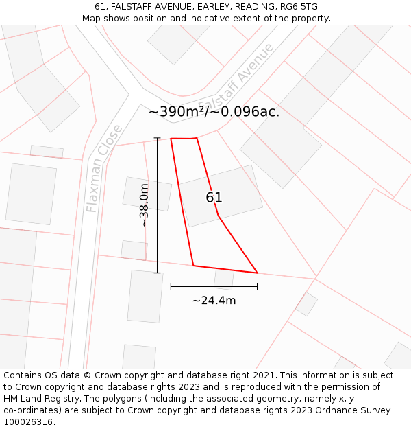 61, FALSTAFF AVENUE, EARLEY, READING, RG6 5TG: Plot and title map