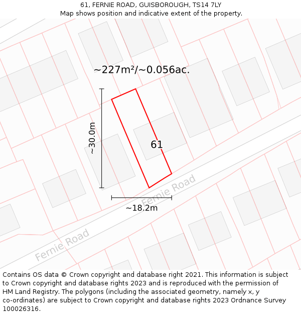 61, FERNIE ROAD, GUISBOROUGH, TS14 7LY: Plot and title map