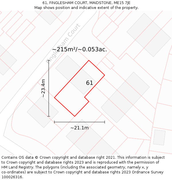 61, FINGLESHAM COURT, MAIDSTONE, ME15 7JE: Plot and title map