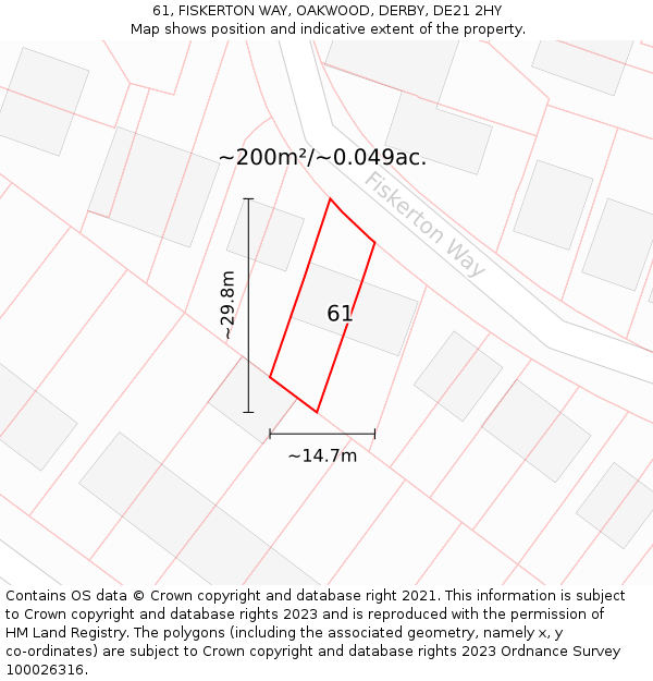 61, FISKERTON WAY, OAKWOOD, DERBY, DE21 2HY: Plot and title map