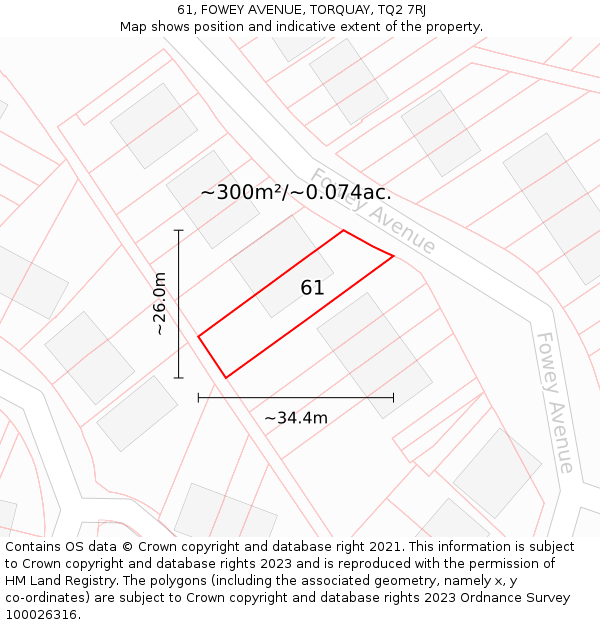 61, FOWEY AVENUE, TORQUAY, TQ2 7RJ: Plot and title map