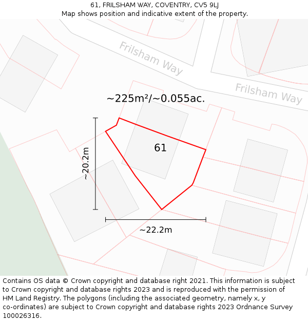 61, FRILSHAM WAY, COVENTRY, CV5 9LJ: Plot and title map