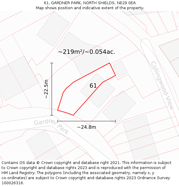 61, GARDNER PARK, NORTH SHIELDS, NE29 0EA: Plot and title map