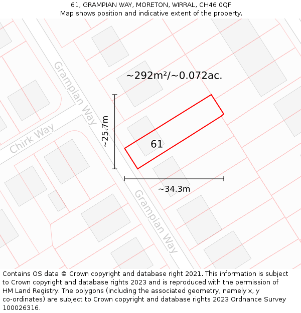61, GRAMPIAN WAY, MORETON, WIRRAL, CH46 0QF: Plot and title map