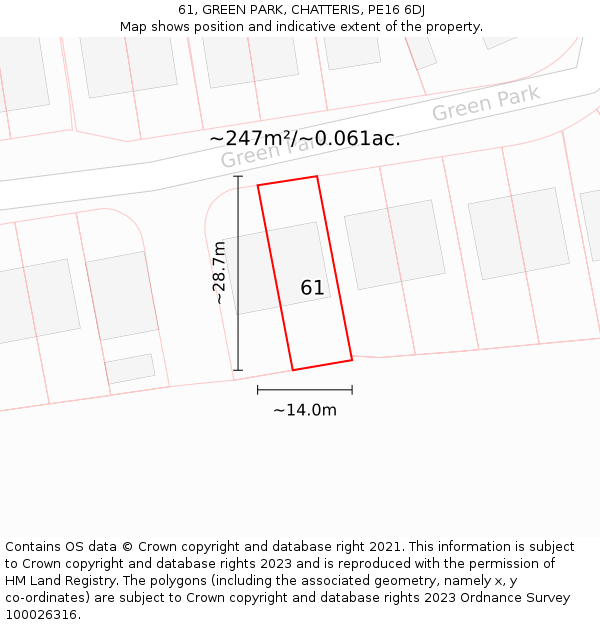 61, GREEN PARK, CHATTERIS, PE16 6DJ: Plot and title map
