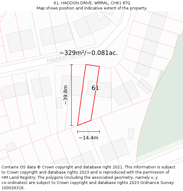 61, HADDON DRIVE, WIRRAL, CH61 8TQ: Plot and title map