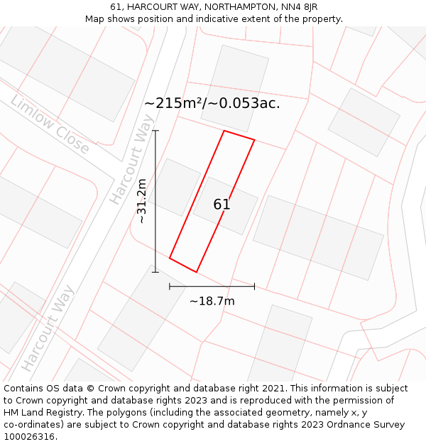 61, HARCOURT WAY, NORTHAMPTON, NN4 8JR: Plot and title map