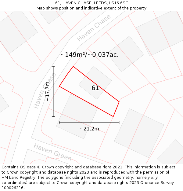 61, HAVEN CHASE, LEEDS, LS16 6SG: Plot and title map