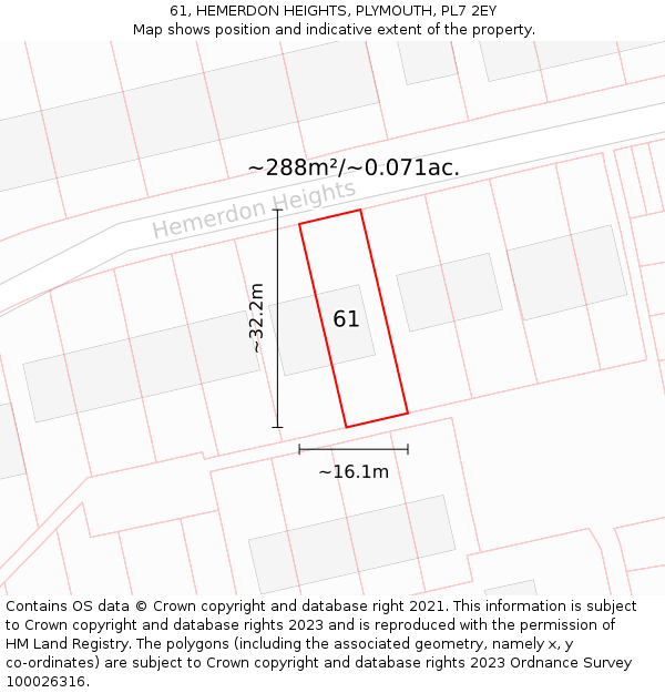 61, HEMERDON HEIGHTS, PLYMOUTH, PL7 2EY: Plot and title map