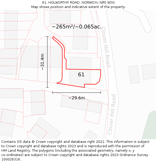 61, HOLWORTHY ROAD, NORWICH, NR5 9DG: Plot and title map