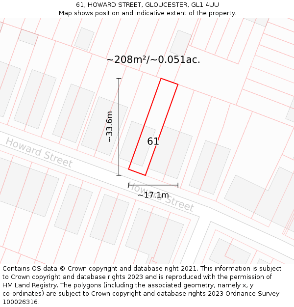 61, HOWARD STREET, GLOUCESTER, GL1 4UU: Plot and title map