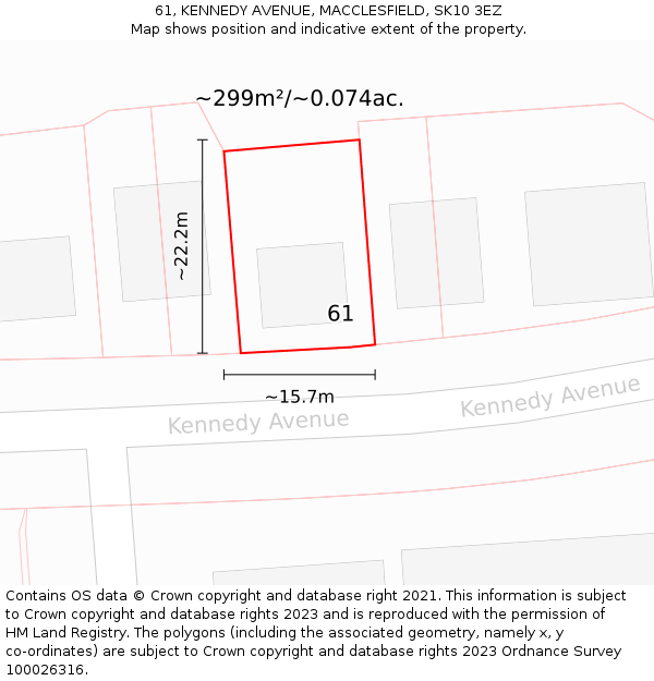 61, KENNEDY AVENUE, MACCLESFIELD, SK10 3EZ: Plot and title map