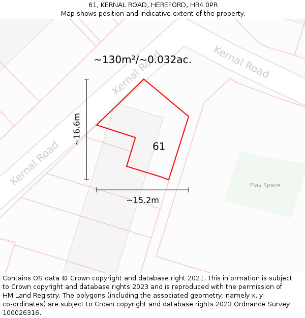 61, KERNAL ROAD, HEREFORD, HR4 0PR: Plot and title map