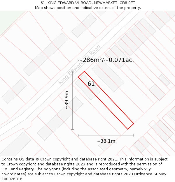 61, KING EDWARD VII ROAD, NEWMARKET, CB8 0ET: Plot and title map