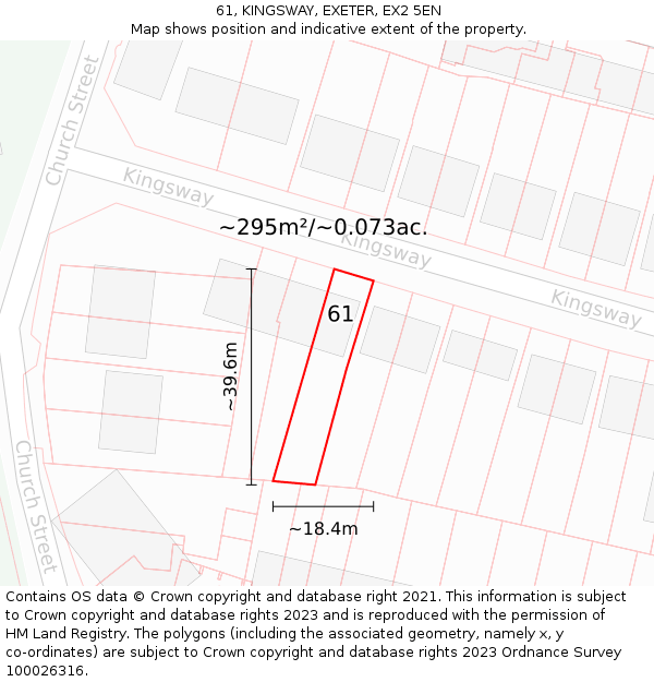 61, KINGSWAY, EXETER, EX2 5EN: Plot and title map