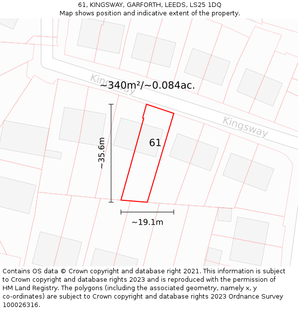 61, KINGSWAY, GARFORTH, LEEDS, LS25 1DQ: Plot and title map