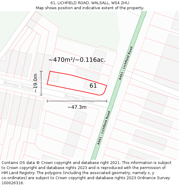 61, LICHFIELD ROAD, WALSALL, WS4 2HU: Plot and title map
