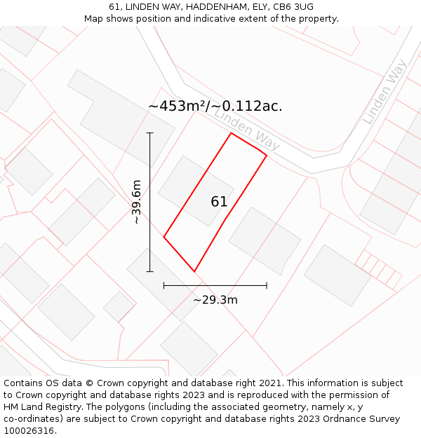 61, LINDEN WAY, HADDENHAM, ELY, CB6 3UG: Plot and title map