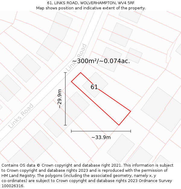 61, LINKS ROAD, WOLVERHAMPTON, WV4 5RF: Plot and title map