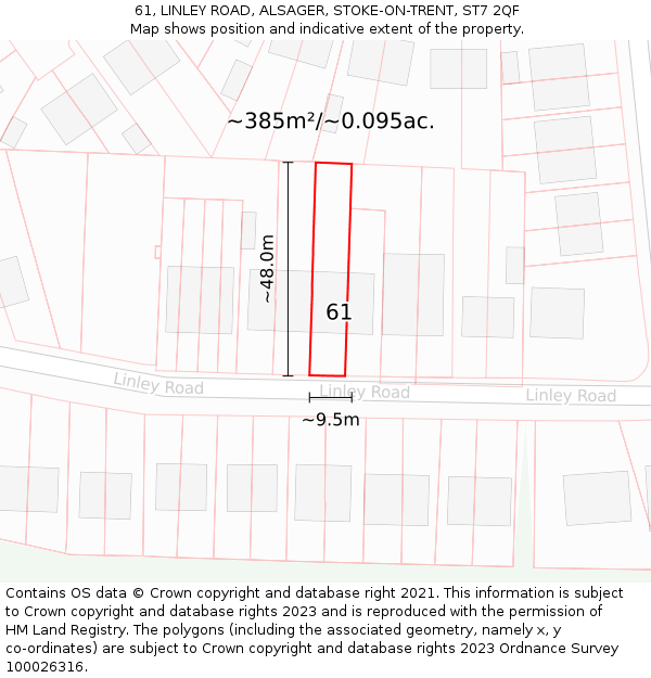 61, LINLEY ROAD, ALSAGER, STOKE-ON-TRENT, ST7 2QF: Plot and title map