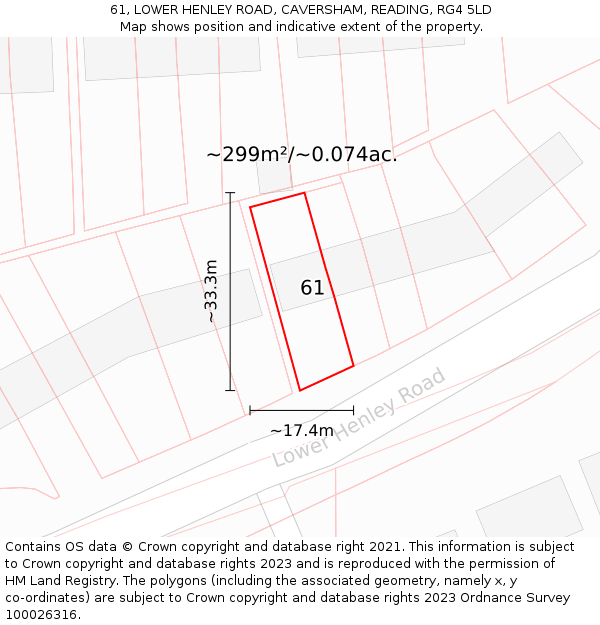 61, LOWER HENLEY ROAD, CAVERSHAM, READING, RG4 5LD: Plot and title map