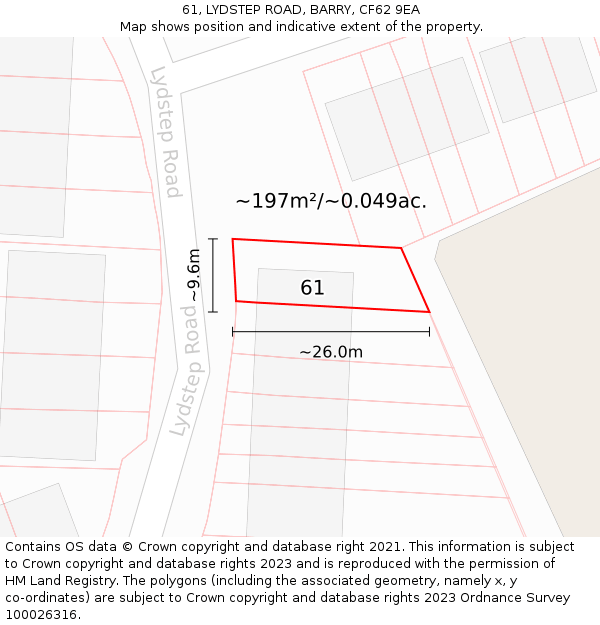 61, LYDSTEP ROAD, BARRY, CF62 9EA: Plot and title map