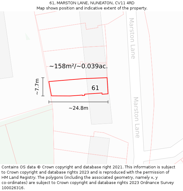 61, MARSTON LANE, NUNEATON, CV11 4RD: Plot and title map