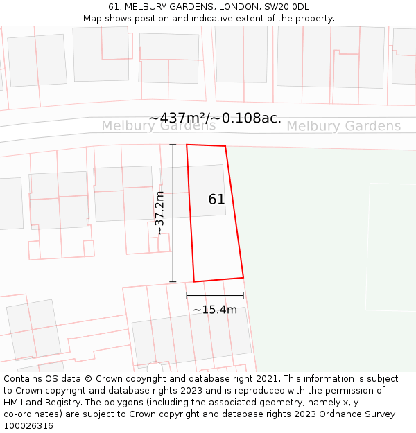 61, MELBURY GARDENS, LONDON, SW20 0DL: Plot and title map
