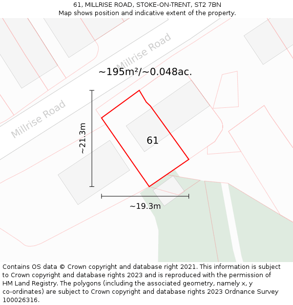 61, MILLRISE ROAD, STOKE-ON-TRENT, ST2 7BN: Plot and title map