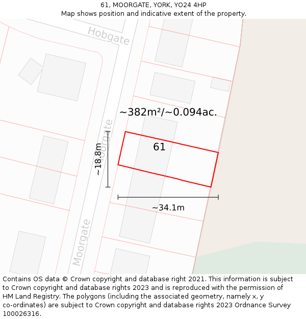 61, MOORGATE, YORK, YO24 4HP: Plot and title map