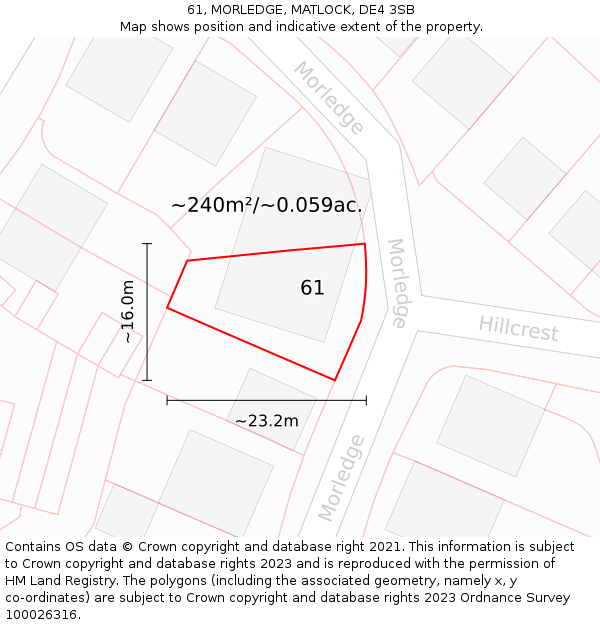 61, MORLEDGE, MATLOCK, DE4 3SB: Plot and title map