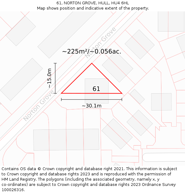 61, NORTON GROVE, HULL, HU4 6HL: Plot and title map