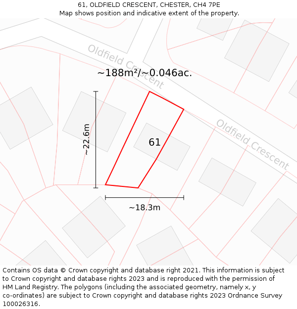 61, OLDFIELD CRESCENT, CHESTER, CH4 7PE: Plot and title map