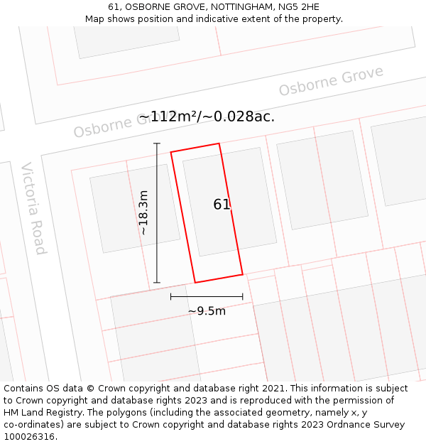 61, OSBORNE GROVE, NOTTINGHAM, NG5 2HE: Plot and title map